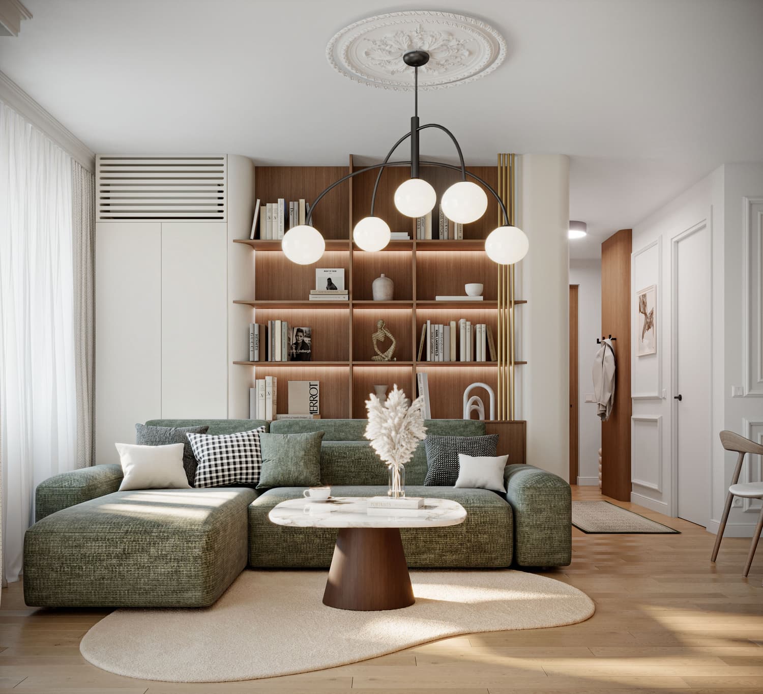 IGNIS Concept — dnevni boravak, zelena sofa