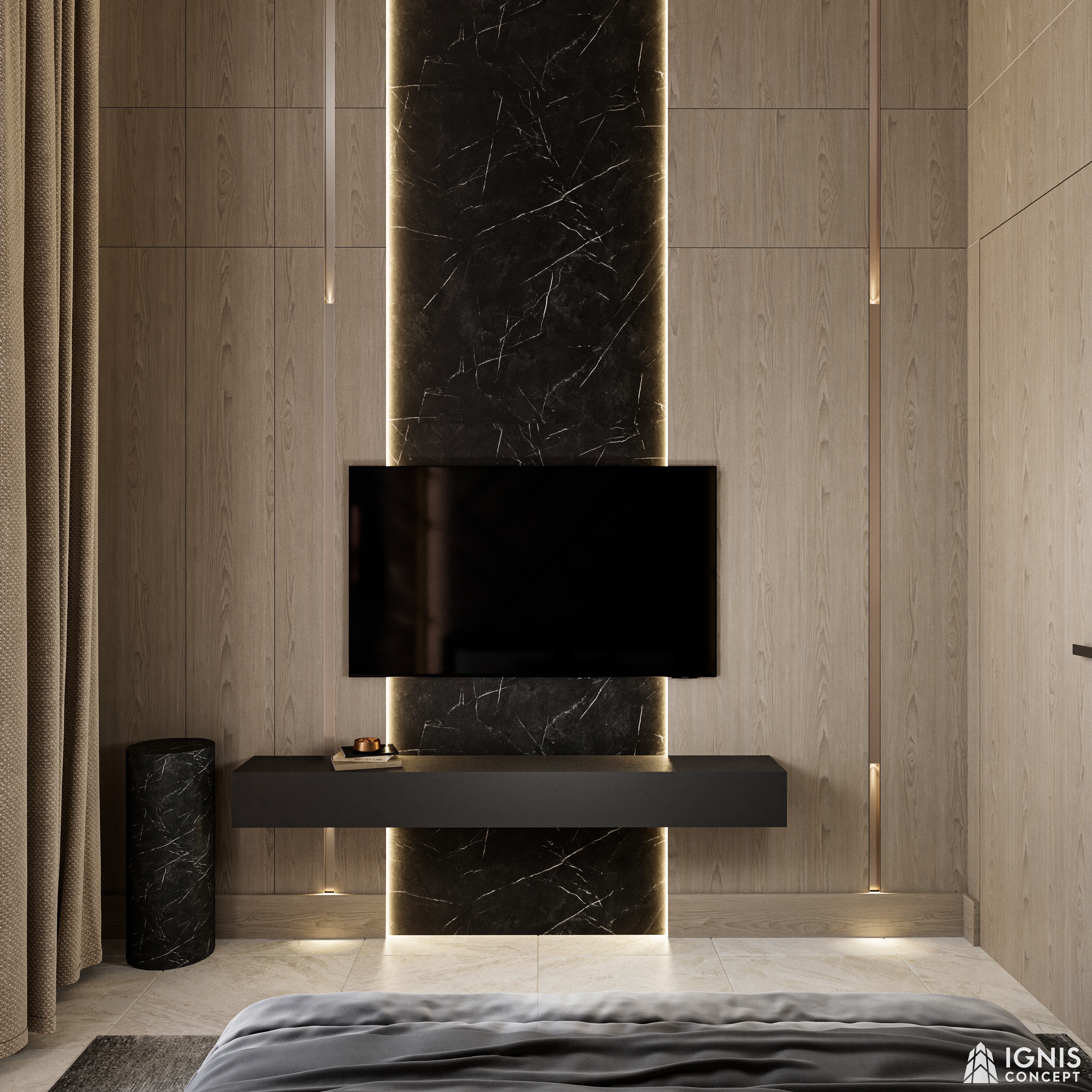 IGNIS Concept — enterijer, TV zid